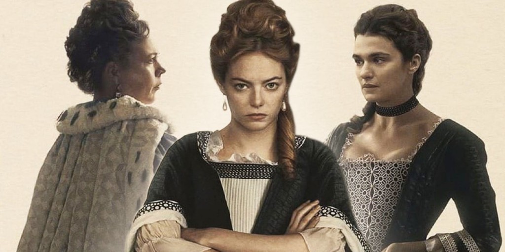 Olivia-Colman-Emma-Stone-and-Rachel-Weisz-in-The-Favourite