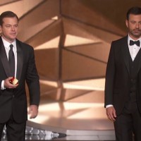 Matt Damon e Jimmy Kimmel, apresentador do Oscar 2017. Crédito: ABC